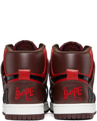 Baskets montantes en cuir rouges BAPE