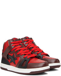 Baskets montantes en cuir rouges BAPE