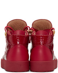 Baskets montantes en cuir rouges Giuseppe Zanotti