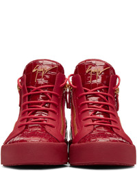 Baskets montantes en cuir rouges Giuseppe Zanotti