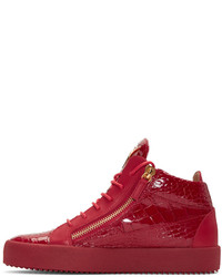 Baskets montantes en cuir rouges Giuseppe Zanotti