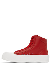 Baskets montantes en cuir rouges Alexander McQueen