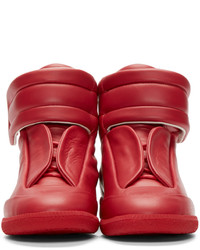 Baskets montantes en cuir rouges Maison Margiela