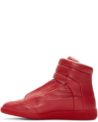 Baskets montantes en cuir rouges Maison Margiela