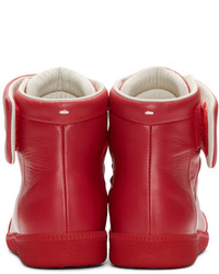 Baskets montantes en cuir rouges Maison Margiela