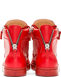 Baskets montantes en cuir rouges Giuseppe Zanotti