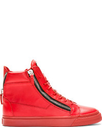 Baskets montantes en cuir rouges Giuseppe Zanotti