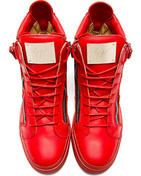 Baskets montantes en cuir rouges Giuseppe Zanotti