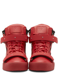 Baskets montantes en cuir rouges Giuseppe Zanotti