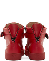 Baskets montantes en cuir rouges Giuseppe Zanotti