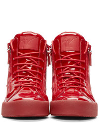 Baskets montantes en cuir rouges Giuseppe Zanotti