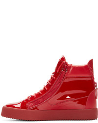 Baskets montantes en cuir rouges Giuseppe Zanotti