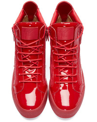 Baskets montantes en cuir rouges Giuseppe Zanotti