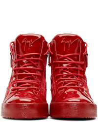 Baskets montantes en cuir rouges Giuseppe Zanotti