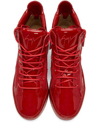 Baskets montantes en cuir rouges Giuseppe Zanotti