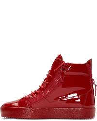 Baskets montantes en cuir rouges Giuseppe Zanotti