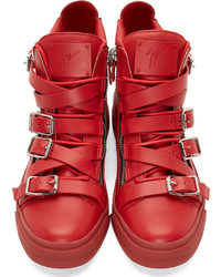 Baskets montantes en cuir rouges Giuseppe Zanotti