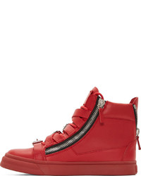 Baskets montantes en cuir rouges Giuseppe Zanotti