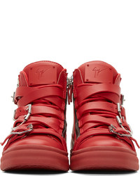 Baskets montantes en cuir rouges Giuseppe Zanotti