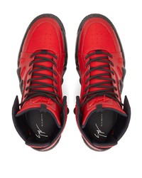 Baskets montantes en cuir rouges Giuseppe Zanotti