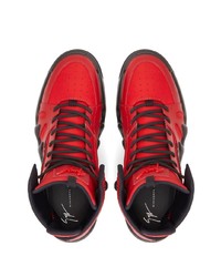 Baskets montantes en cuir rouges Giuseppe Zanotti