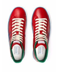 Baskets montantes en cuir rouges Gucci