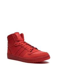 Baskets montantes en cuir rouges adidas