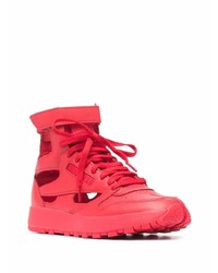 Baskets montantes en cuir rouges Maison Margiela