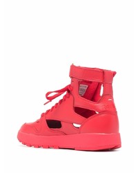 Baskets montantes en cuir rouges Maison Margiela