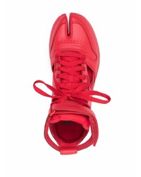 Baskets montantes en cuir rouges Maison Margiela