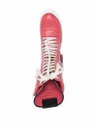 Baskets montantes en cuir rouges Rick Owens