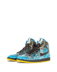 Baskets montantes en cuir turquoise Jordan