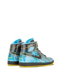 Baskets montantes en cuir turquoise Jordan