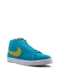 Baskets montantes en cuir turquoise Nike