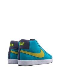 Baskets montantes en cuir turquoise Nike