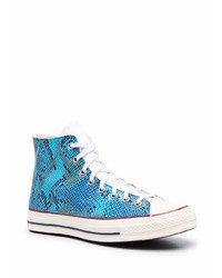 Baskets montantes en cuir turquoise Converse