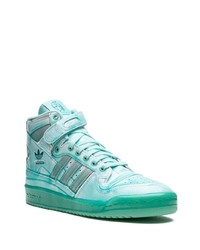 Baskets montantes en cuir turquoise adidas