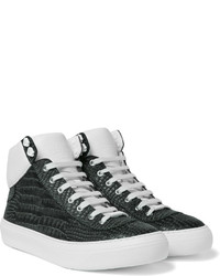 Baskets montantes en cuir vert foncé Jimmy Choo