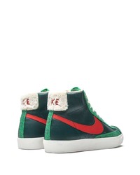 Baskets montantes en cuir vert foncé Nike