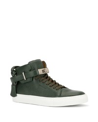 Baskets montantes en cuir vert foncé Buscemi