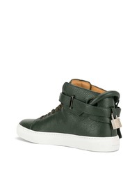 Baskets montantes en cuir vert foncé Buscemi