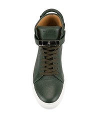 Baskets montantes en cuir vert foncé Buscemi