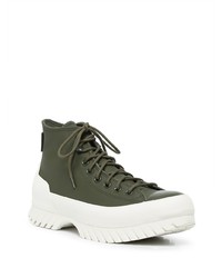 Baskets montantes en cuir vert foncé Converse