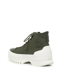 Baskets montantes en cuir vert foncé Converse