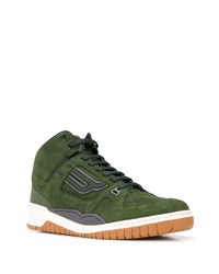 Baskets montantes en cuir vert foncé Bally