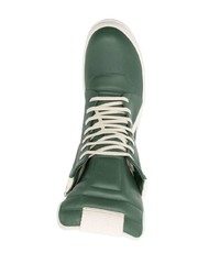 Baskets montantes en cuir vert foncé Rick Owens