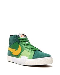 Baskets montantes en cuir vert foncé Nike