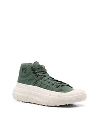 Baskets montantes en cuir vert foncé Y-3