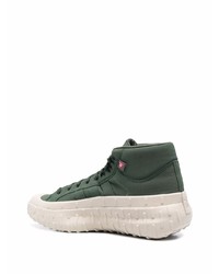 Baskets montantes en cuir vert foncé Y-3