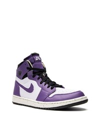 Baskets montantes en cuir violettes Jordan